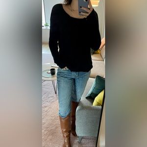 Black oversized fringe cut out sweater